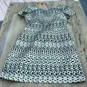 Vince Camuto, black and shimmery gold sheath dress six petite